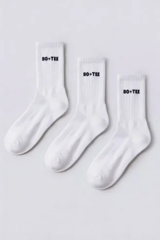 3-pack ribbade halvhöga strumpor i vitt