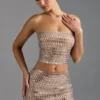 Adaia Embellished Low-Rise Micro Mini Kjolar i Almond