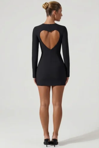 Adelia Cut-Out Heart-Detail Bodycon Miniklänning i svart