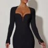 Adelia Cut-Out Heart-Detail Bodycon Miniklänning i svart