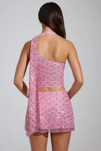 Adhara Embellished Low-Rise A-Line Micro Mini Kjolar i rosa