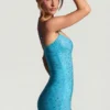 Aellin Embellished Bodycon Miniklänning i Aqua Blue