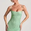Aellin Embellished Bodycon Miniklänning i Pistachio
