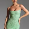 Aellin Embellished Bodycon Miniklänning i Pistachio