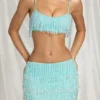 Aerin Fringed Bralette i aquablått