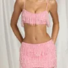 Aerin Fringed Bralette i Candyfloss Pink