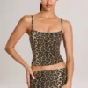 Ailany Modal-linne med rund hals i leopardmönster