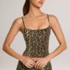 Ailany Modal-linne med rund hals i leopardmönster