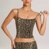 Ailany Modal-linne med rund hals i leopardmönster
