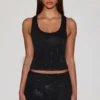 Aine Embellished Jersey Scoop-Neck Racerback Top i svart