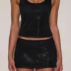 Aine Embellished Jersey Scoop-Neck Racerback Top i svart