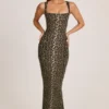 Ainslee Modal Bodycon-midiklänning med fyrkantig halsringning i leopardmönster