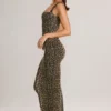 Ainslee Modal Bodycon-midiklänning med fyrkantig halsringning i leopardmönster