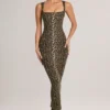 Ainslee Modal Bodycon-midiklänning med fyrkantig halsringning i leopardmönster
