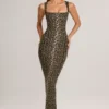 Ainslee Modal Bodycon-midiklänning med fyrkantig halsringning i leopardmönster