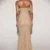 Alabelle Metallic Lace Godet Fishtail Gown i guld