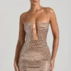 Alanni Embellished Cut-Out Miniklänning i honungsfärg