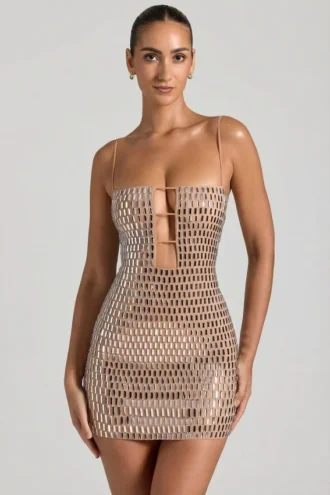 Alanni Embellished Cut-Out Miniklänning i honungsfärg