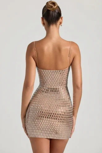 Alanni Embellished Cut-Out Miniklänning i honungsfärg