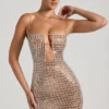 Alanni Embellished Cut-Out Miniklänning i honungsfärg