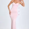 Aldona Slinky Jersey-klänning med blommig applikation i färgen Blush