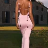 Aldona Slinky Jersey-klänning med blommig applikation i färgen Blush