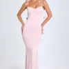 Aldona Slinky Jersey-klänning med blommig applikation i färgen Blush