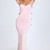 Aldona Slinky Jersey-klänning med blommig applikation i färgen Blush