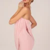 Alessandra bandeau-draperad miniklänning i blushrosa