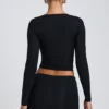 Alia Modal Ruched Long-Sleeve Top i svart