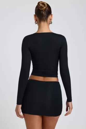 Alia Modal Ruched Long-Sleeve Top i svart