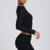 Alia Modal Ruched Long-Sleeve Top i svart
