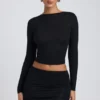 Alia Modal Ruched Long-Sleeve Top i svart