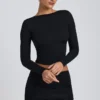 Alia Modal Ruched Long-Sleeve Top i svart