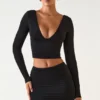 Aliz Modal Twist-Front Mid-Rise Mini Kjol i svart