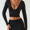 Aliz Modal Twist-Front Mid-Rise Mini Kjol i svart