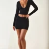 Aliz Modal Twist-Front Mid-Rise Mini Kjol i svart