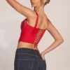 Allure Sweetheart-Neck Lace-Up Corset Top i Rose Red