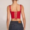 Allure Sweetheart-Neck Lace-Up Corset Top i Rose Red