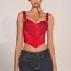Allure Sweetheart-Neck Lace-Up Corset Top i Rose Red