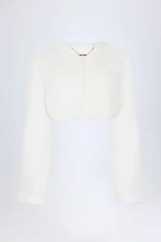 Almerinda kort bolero i fuskpäls, vit