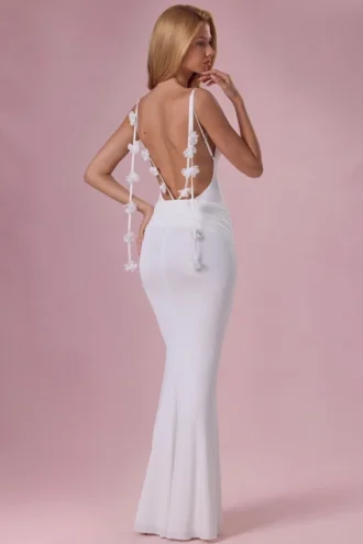 Alora Jersey Draped Gown i vitt