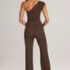 Alouette Modal One-Shoulder Jumpsuit i chokladbrunt