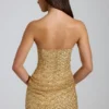 Amalina Embellished Bandeau A-Line Miniklänning i guld