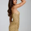 Amalina Embellished Bandeau A-Line Miniklänning i guld