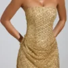 Amalina Embellished Bandeau A-Line Miniklänning i guld