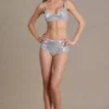 Celina Sequin Mesh Mid-Rise Mini Shorts i silver