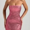 Amaya Embellished Strapless Bandeau Maxi Klänning i Watermelon