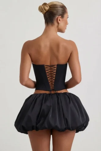 Amora Embellished Heart Cut-Out Strapless Corset Top i svart