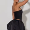 Amora Embellished Heart Cut-Out Strapless Corset Top i svart